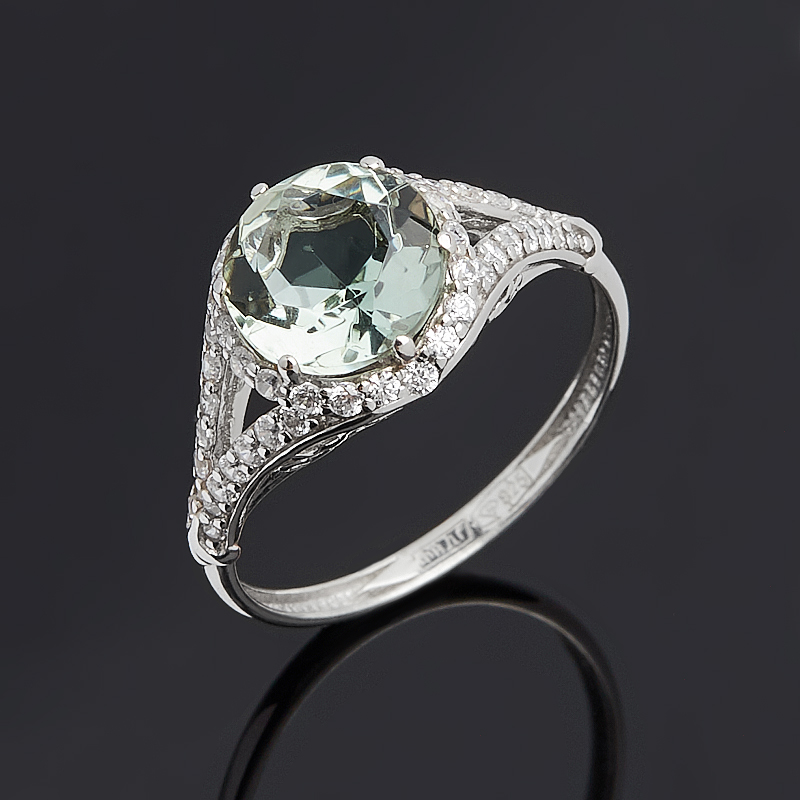 Кольцо празиолит Бразилия (серебро 925 пр. родир. бел.) огранка размер 18