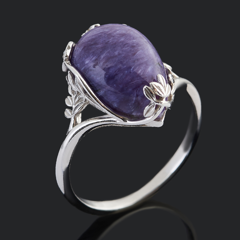 Кольцо чароит Россия (серебро 925 пр. родир. бел.) размер 17,5