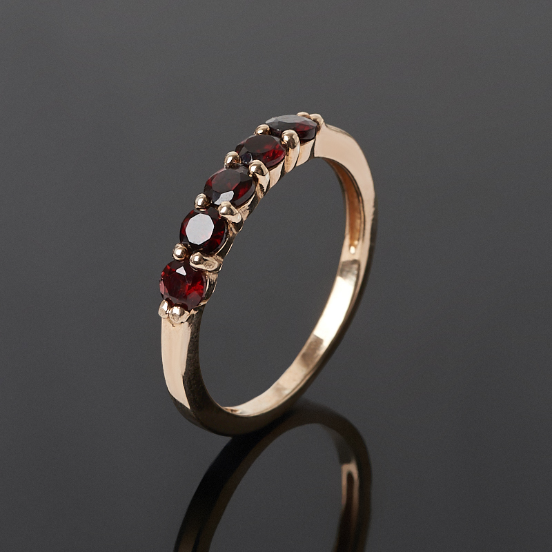 Кольцо гранат альмандин Индия (серебро 925 пр. позолота) огранка размер 17,5