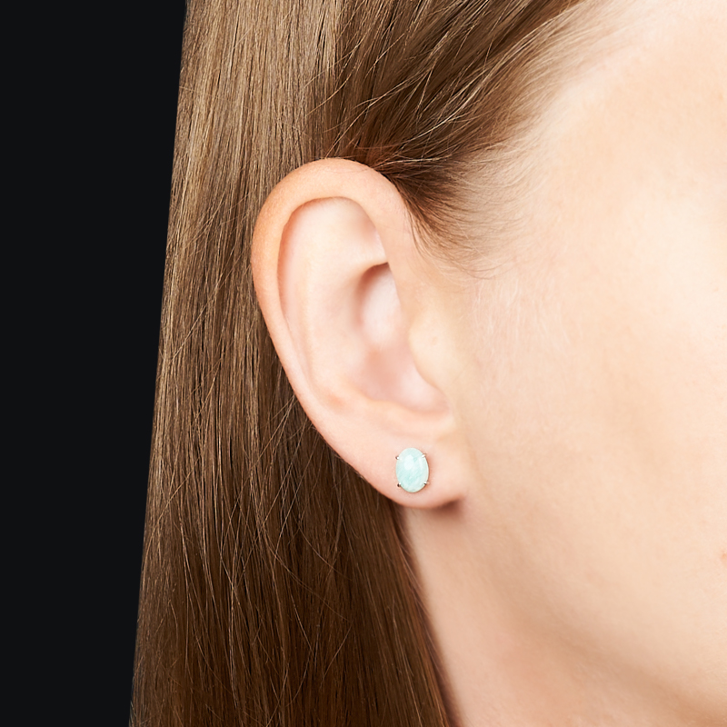 Серьги амазонит Россия (серебро 925 пр. родир. бел.) пуссеты