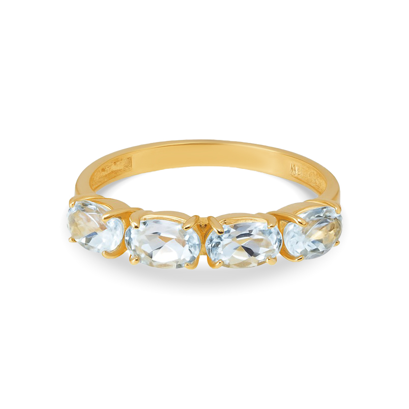 Кольцо топаз голубой Бразилия (серебро 925 пр. позолота) огранка размер 18,5