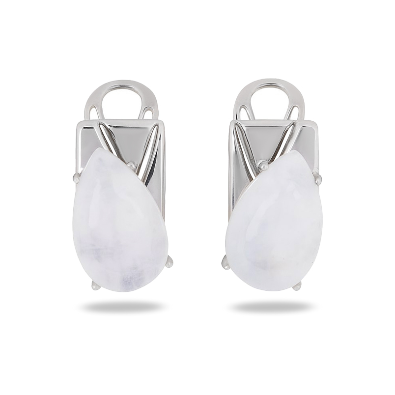 Серьги лунный камень (адуляр) Индия (серебро 925 пр. родир. бел.)