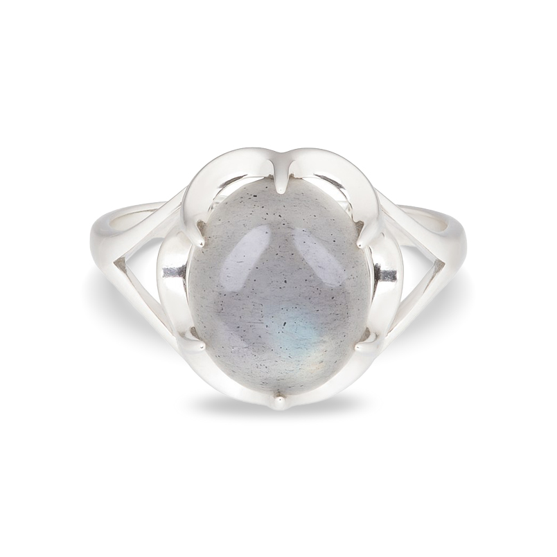 Кольцо лабрадор Мадагаскар (серебро 925 пр. родир. бел.) размер 19