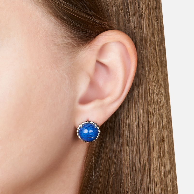 Серьги лазурит Афганистан (серебро 925 пр. родир. бел.)