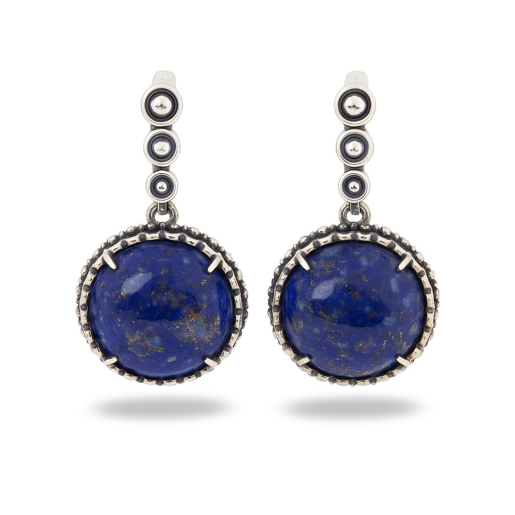 Серьги лазурит Афганистан (серебро 925 пр. оксидир.)