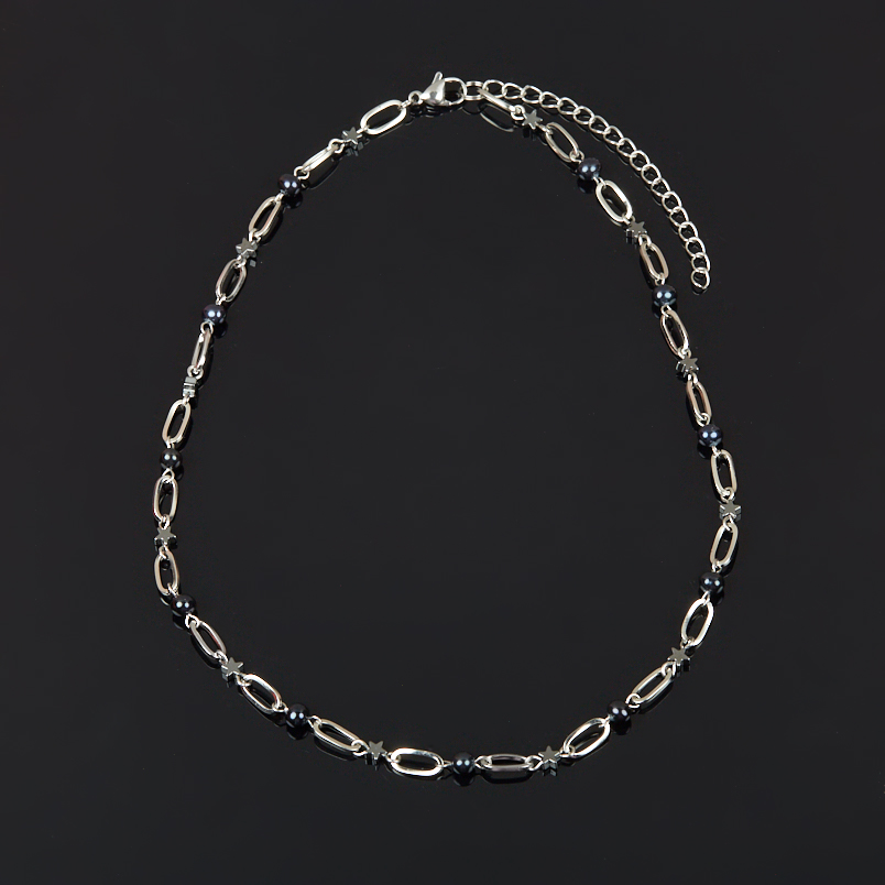 Бусы микс гематит, жемчуг (сталь хир.) 42 см (+7 см)