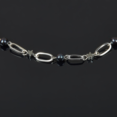 Бусы микс гематит, жемчуг (сталь хир.) 42 см (+7 см)