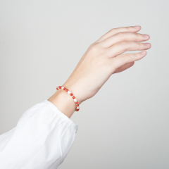 Браслет микс гематит, жемчуг, коралл (сталь хир.) 16 см (+3 см)