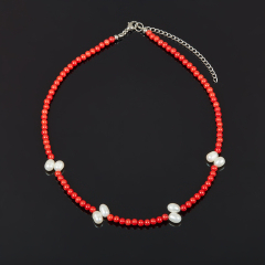 Бусы коралл красный Индонезия (сталь хир.) 4 мм 42 см (+7 см)