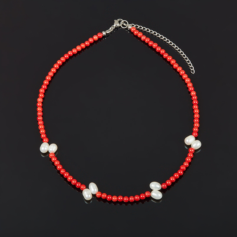 Бусы коралл красный Индонезия (сталь хир.) 4 мм 42 см (+7 см)