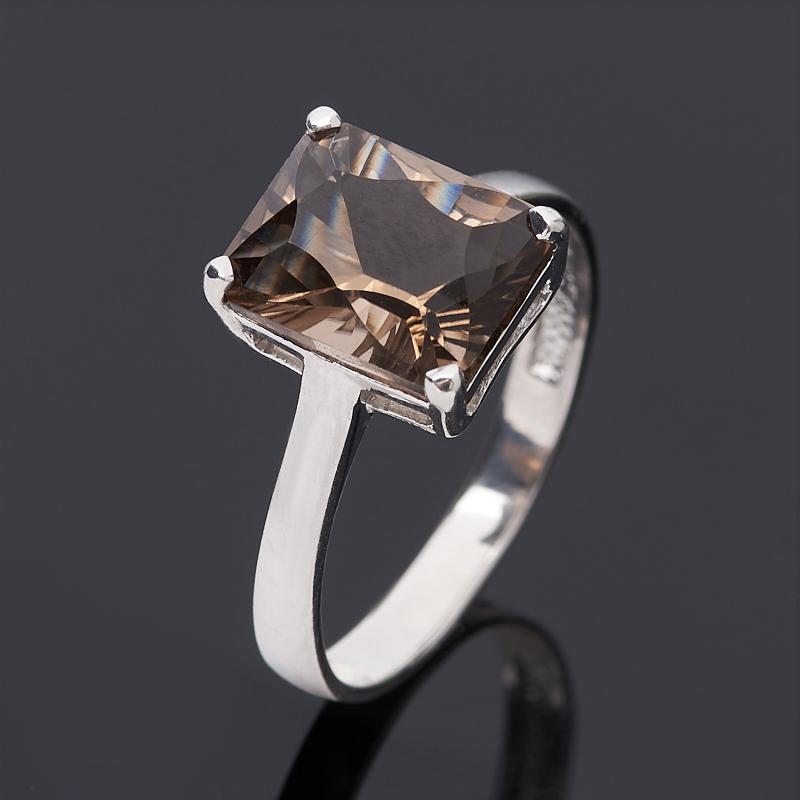 Кольцо раухтопаз Бразилия (серебро 925 пр. родир. бел.) огранка размер 17,5