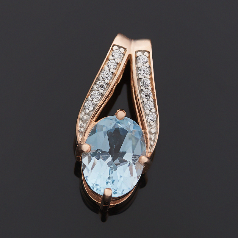 Кулон топаз голубой Бразилия (серебро 925 пр. позолота) огранка