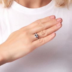 Кольцо топаз голубой Бразилия (серебро 925 пр. родир. бел.) огранка размер 17,5