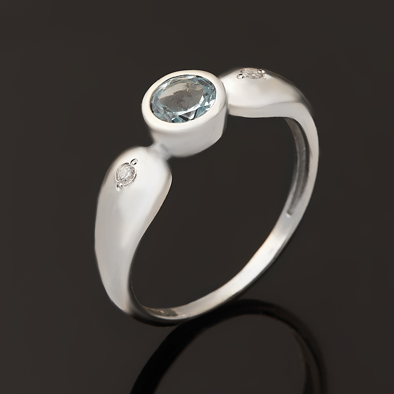 Кольцо топаз голубой Бразилия (серебро 925 пр. родир. бел.) огранка размер 17