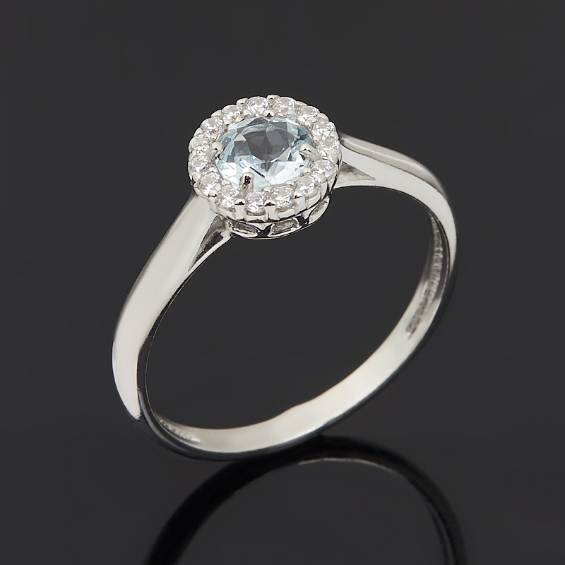 Кольцо топаз голубой Бразилия (серебро 925 пр. родир. бел.) огранка размер 17,5