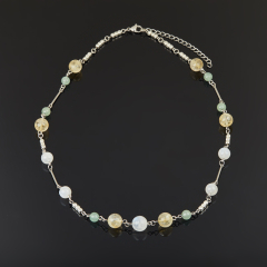 Бусы микс авантюрин, гематит, лунный камень (сталь хир.) 55 см (+7 см)