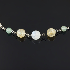 Бусы микс авантюрин, гематит, лунный камень (сталь хир.) 55 см (+7 см)