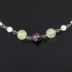 Бусы микс аметист, гематит, перламутр (сталь хир.) 55 см (+7 см)