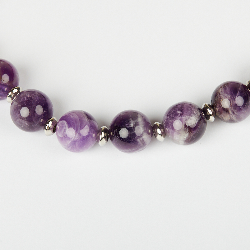 Чокер аметист Бразилия (сталь хир.) 12 мм 40 см (+7 см)