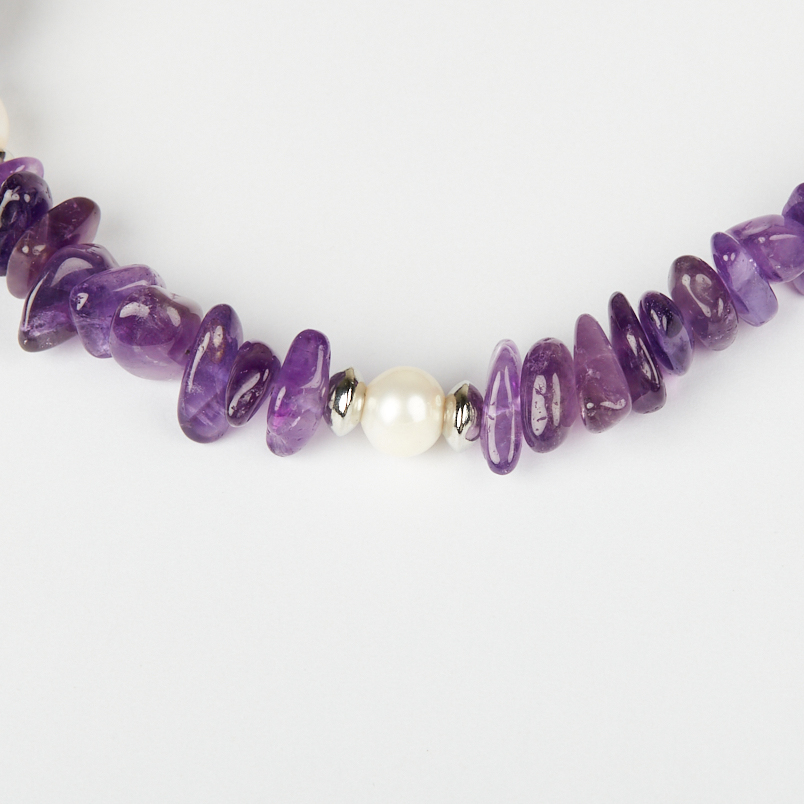 Чокер аметист Бразилия (сталь хир.) 12 мм 40 см (+7 см)