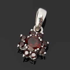 Кулон гранат альмандин Индия (серебро 925 пр. родир. бел.) огранка