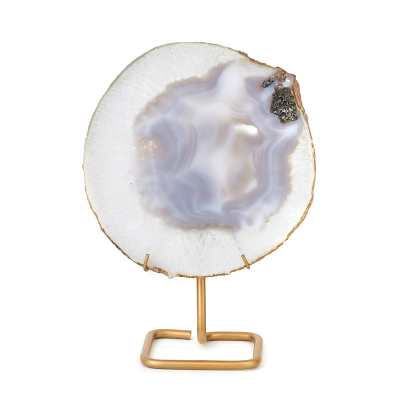 Срез агат серый Ботсвана от 20&nbsp;см (1&nbsp;шт) (на подставке)