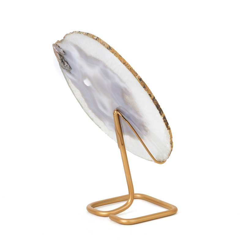 Срез агат серый Ботсвана от 20&nbsp;см (1&nbsp;шт) (на подставке)