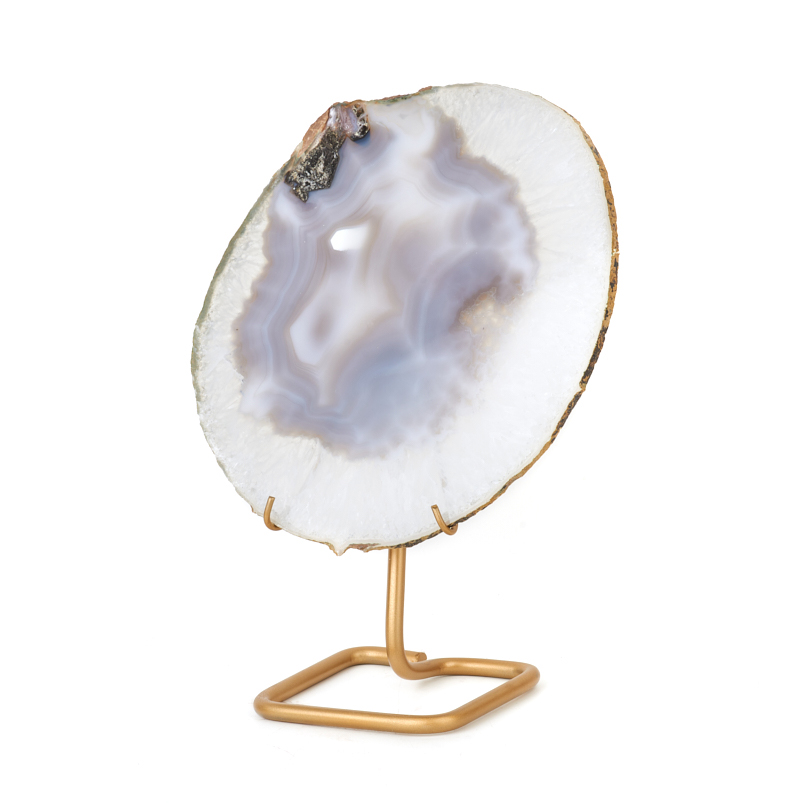 Срез агат серый Ботсвана от 20&nbsp;см (1&nbsp;шт) (на подставке)