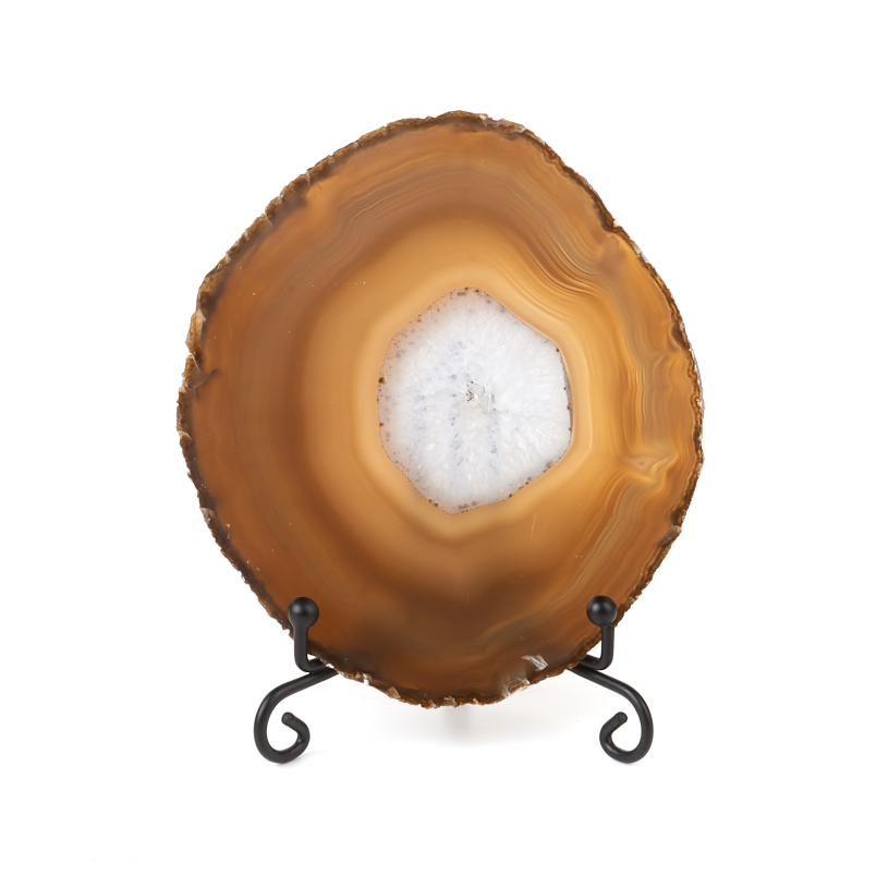 Срез агат коричневый Ботсвана 9-12&nbsp;см (1&nbsp;шт) (на подставке)