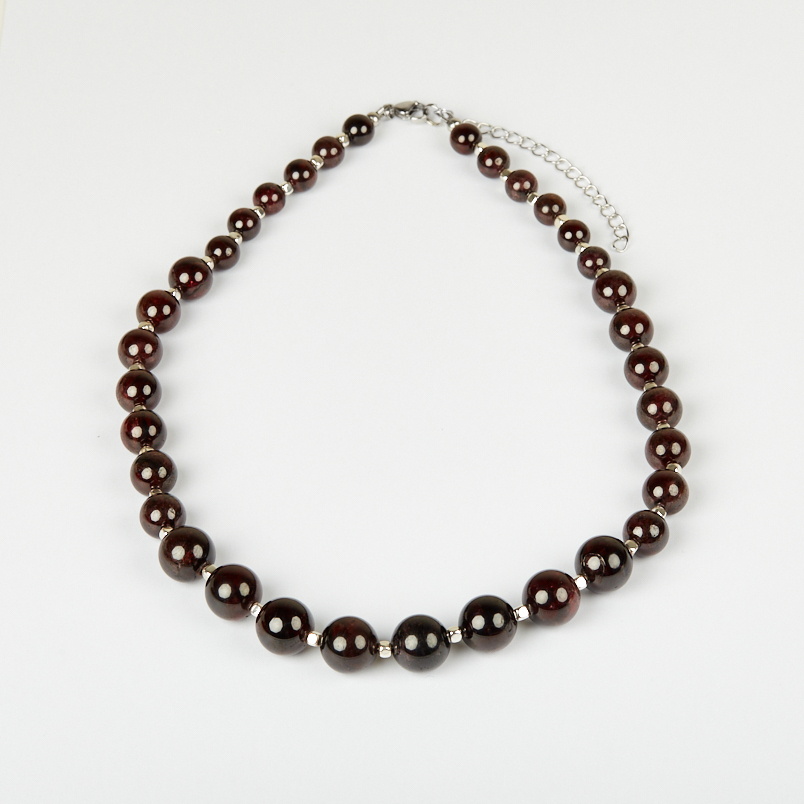 Бусы гранат альмандин Индия (сталь хир.) 46 см (+7 см)