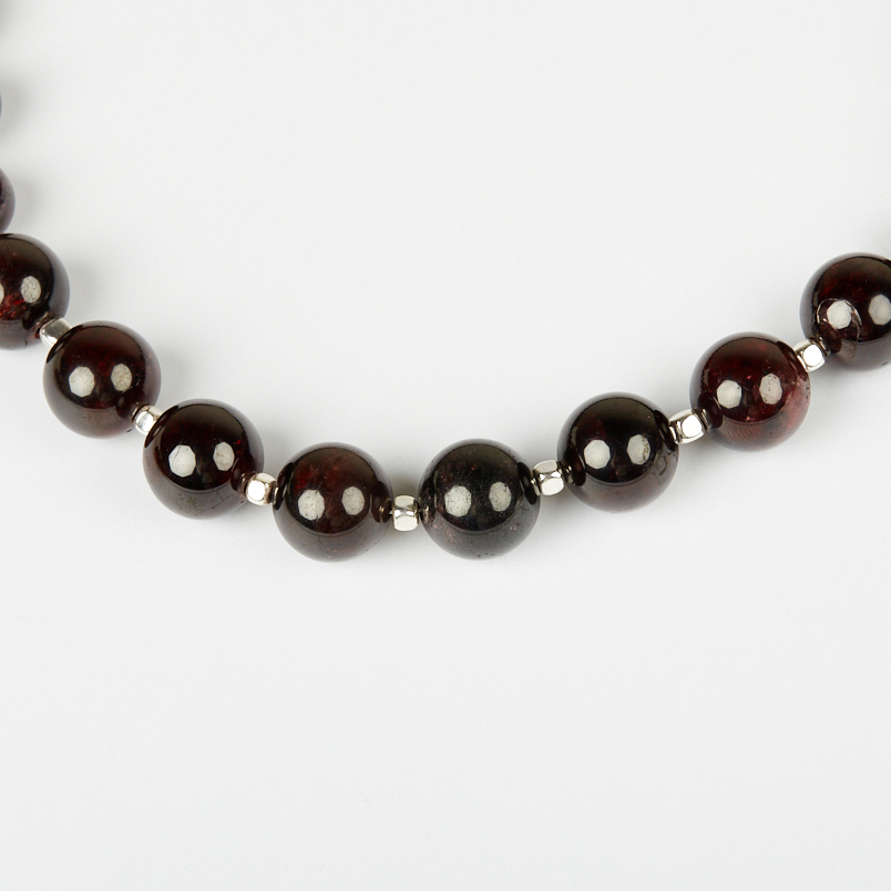 Бусы гранат альмандин Индия (сталь хир.) 46 см (+7 см)