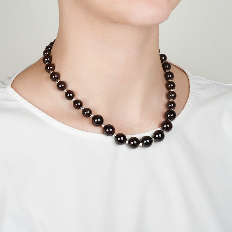 Бусы гранат альмандин Индия (сталь хир.) 46 см (+7 см)