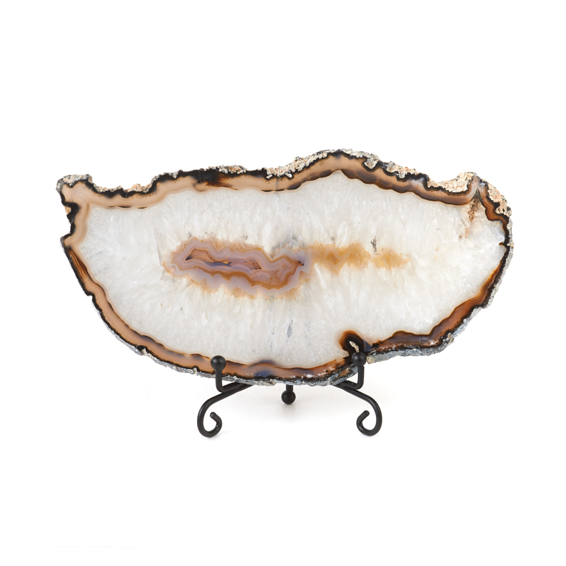 Срез агат серый Ботсвана 16-20&nbsp;см (1&nbsp;шт) (на подставке)