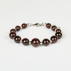 Браслет гранат альмандин Индия (сталь хир.) 17 см (+3 см)