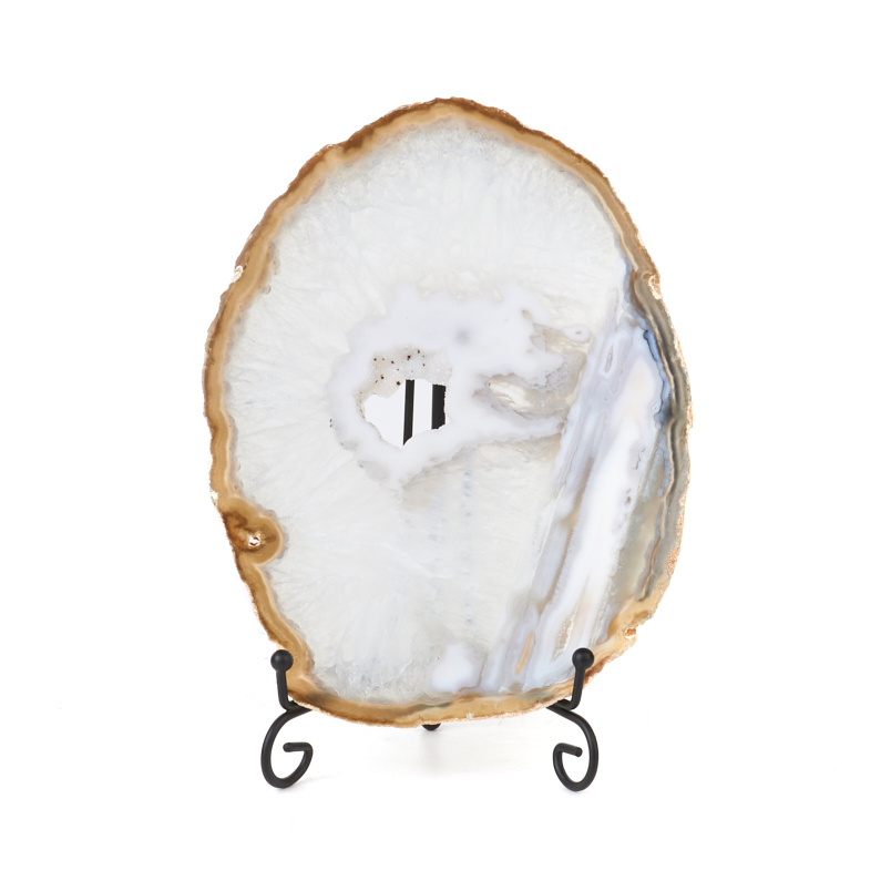 Срез агат серый Ботсвана 16-20&nbsp;см (1&nbsp;шт) (на подставке)