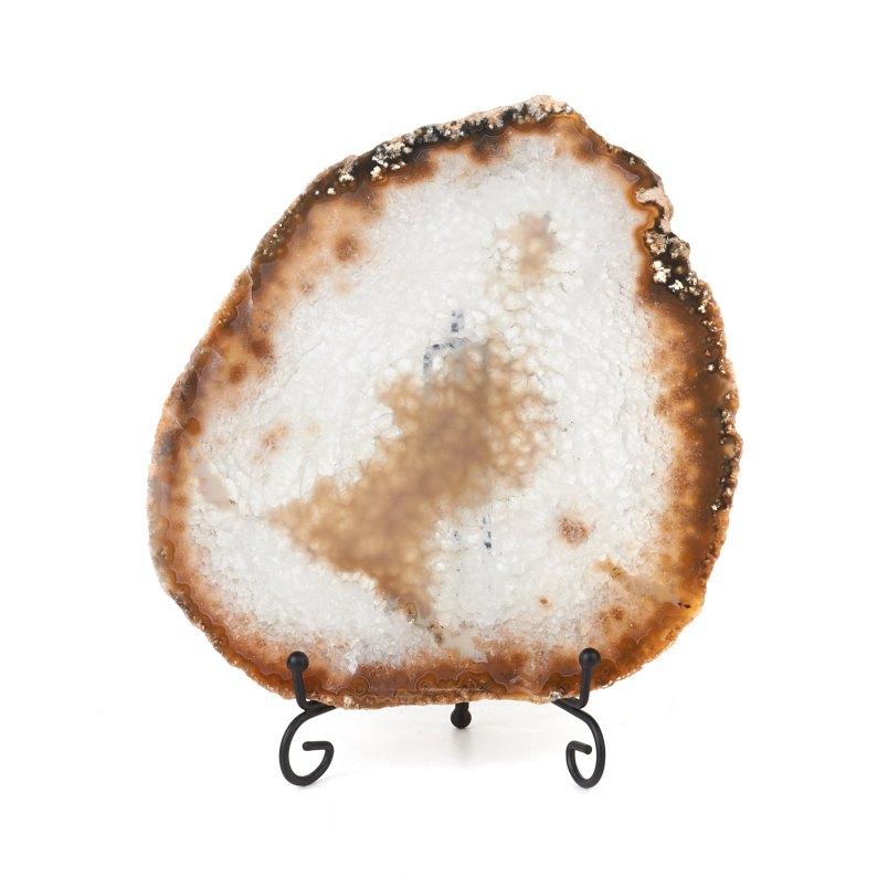 Срез агат серый Ботсвана 16-20&nbsp;см (1&nbsp;шт) (на подставке)