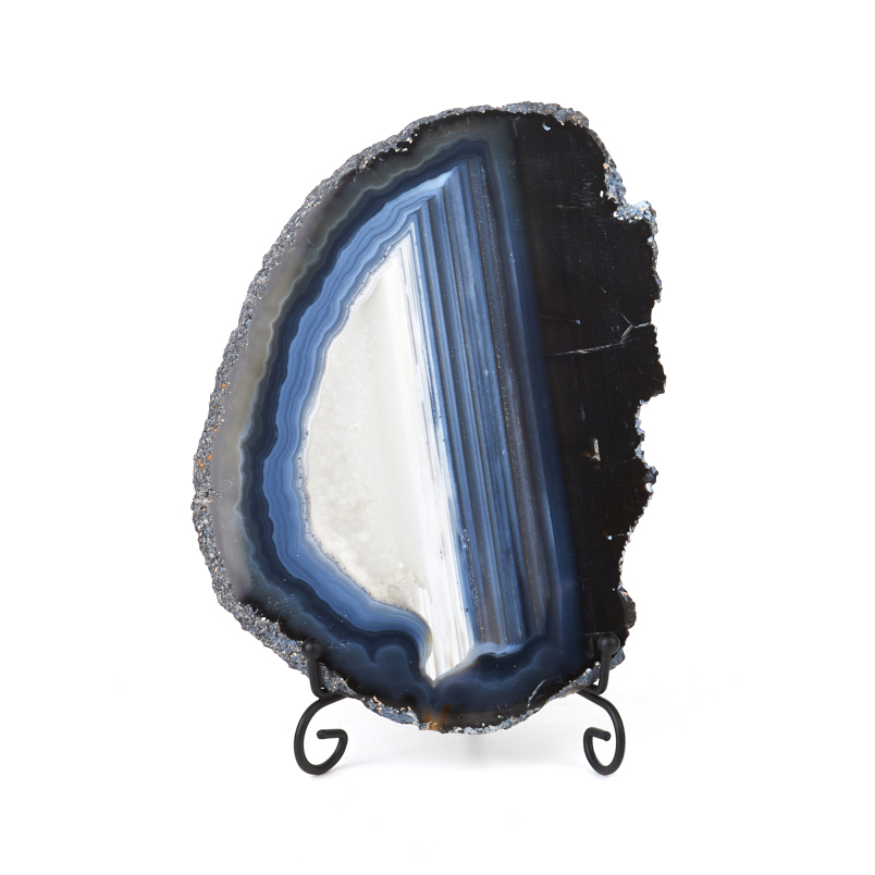 Срез агат серый Ботсвана 16-20&nbsp;см (1&nbsp;шт) (на подставке)