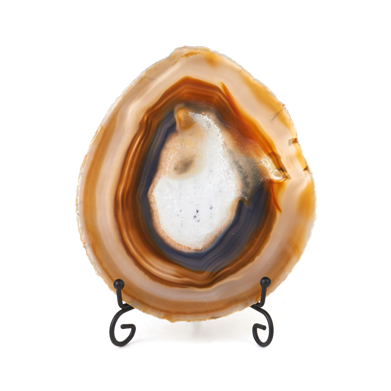 Срез агат серый Ботсвана 16-20&nbsp;см (1&nbsp;шт) (на подставке)