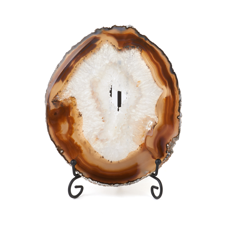 Срез агат серый Ботсвана 16-20&nbsp;см (1&nbsp;шт) (на подставке)