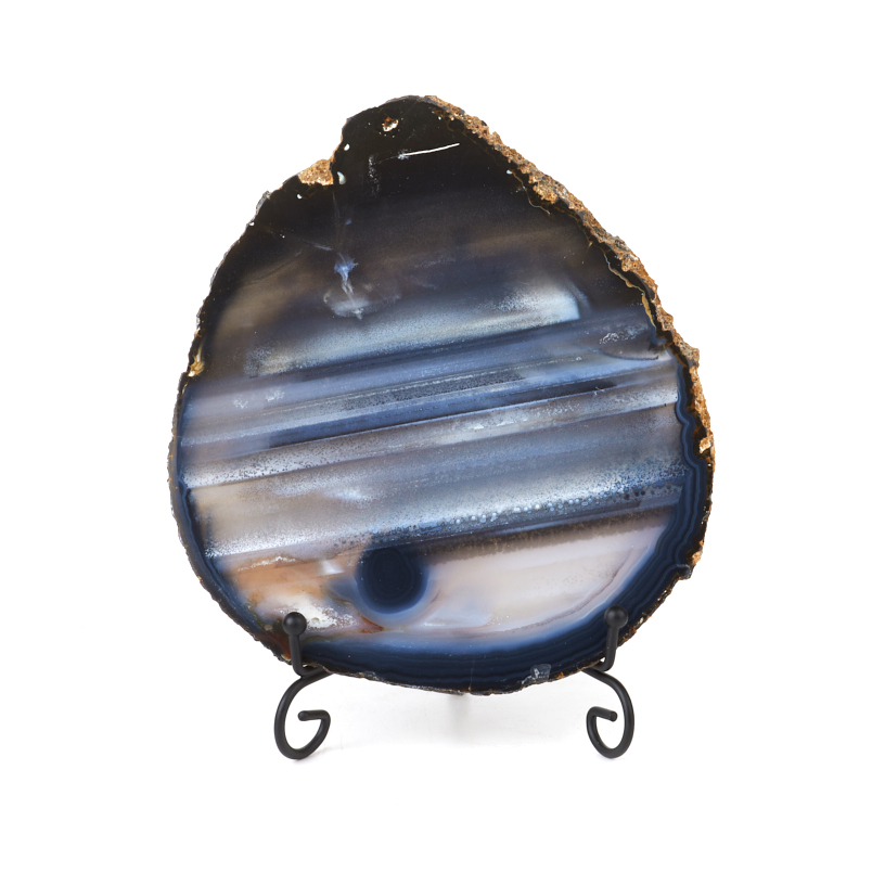 Срез агат серый Ботсвана 16-20&nbsp;см (1&nbsp;шт) (на подставке)