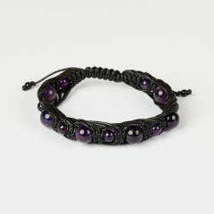 Браслет аметист Бразилия (текстиль) шамбала 17 см (регулируемый)