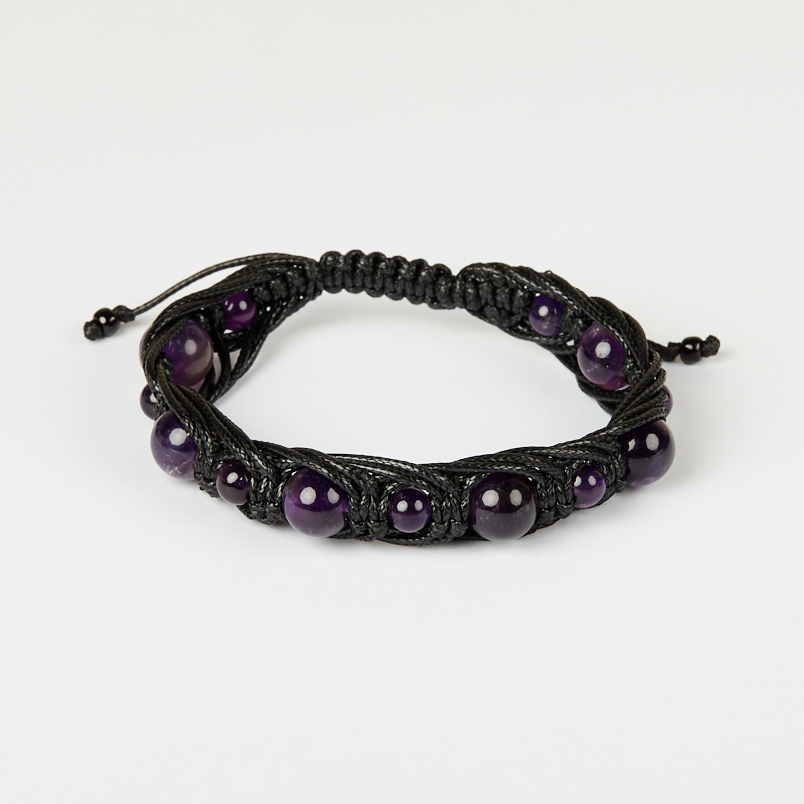 Браслет аметист Бразилия (текстиль) шамбала 17&nbsp;см (регулируемый)