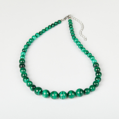 Бусы малахит Конго (сталь хир.) 45 см (+7 см)