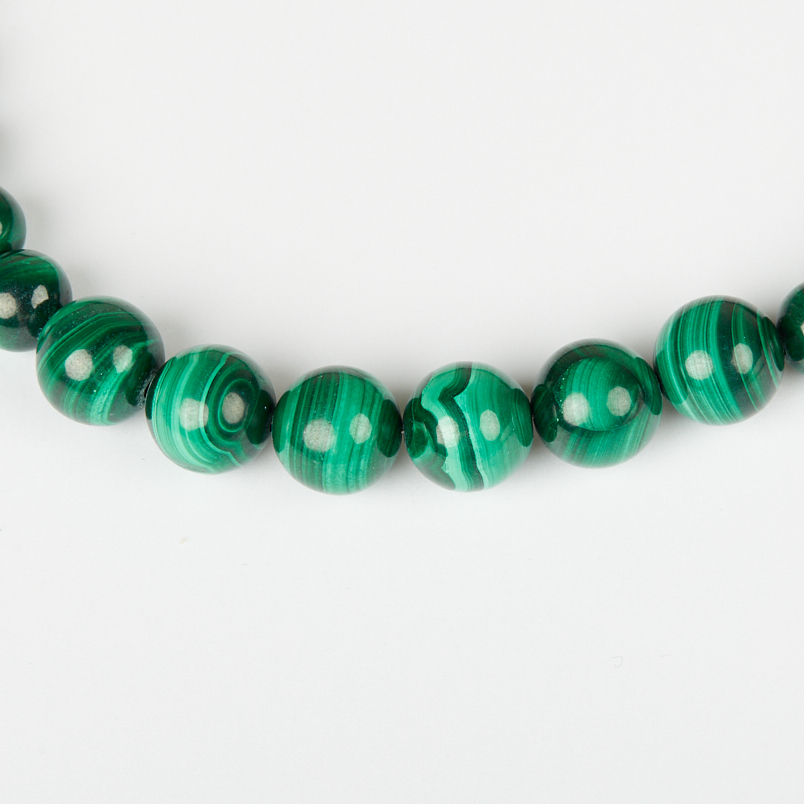 Бусы малахит Конго (сталь хир.) 45 см (+7 см)