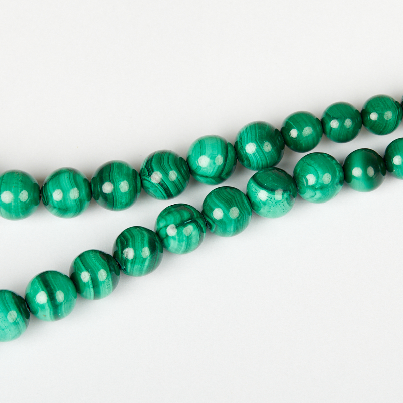 Бусы малахит Конго (сталь хир.) 45 см (+7 см)