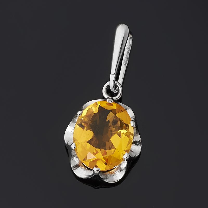 Кулон цитрин Бразилия (серебро 925 пр. родир. бел.) огранка