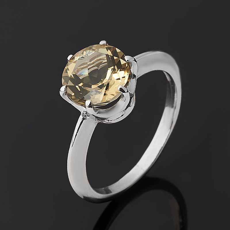 Кольцо цитрин Бразилия (серебро 925 пр. родир. бел.) огранка размер 18