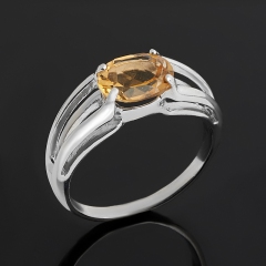 Кольцо цитрин Бразилия (серебро 925 пр. родир. бел.) огранка размер 17