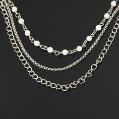 Бусы микс аквамарин, лабрадор, лунный камень (сталь хир.) (цепочка) длинные 82 см