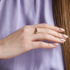 Кольцо цитрин Бразилия огранка (серебро 925 пр. родир. бел.) размер 18